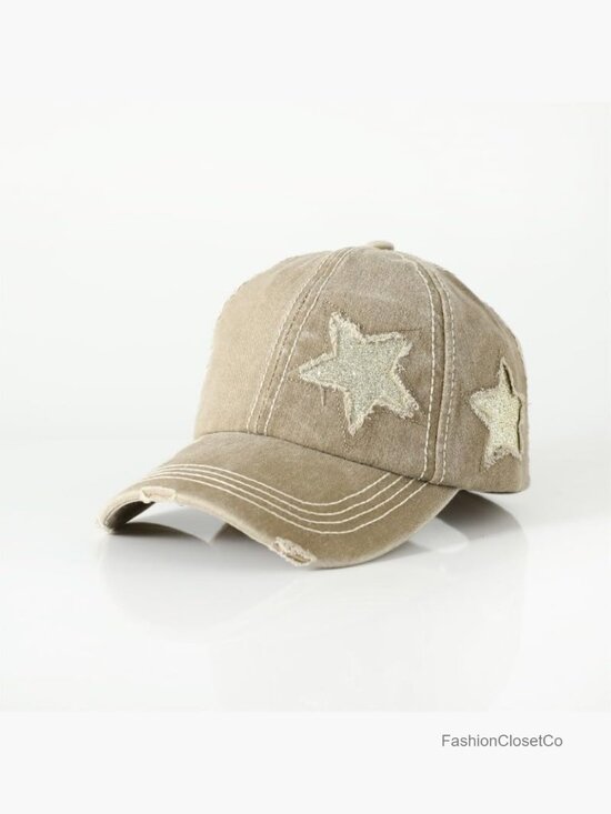 Washed Scratch Frayed Baseball Cap Retro Adjustable Five-Pointed Stars Trucker main image 6